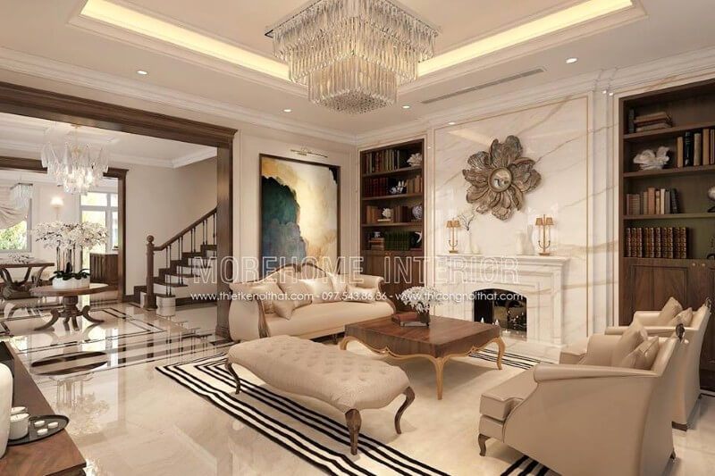 Nội thất biệt thự Vinhomes The Harmony ở Hà Nội được thiết kế sang trọng.