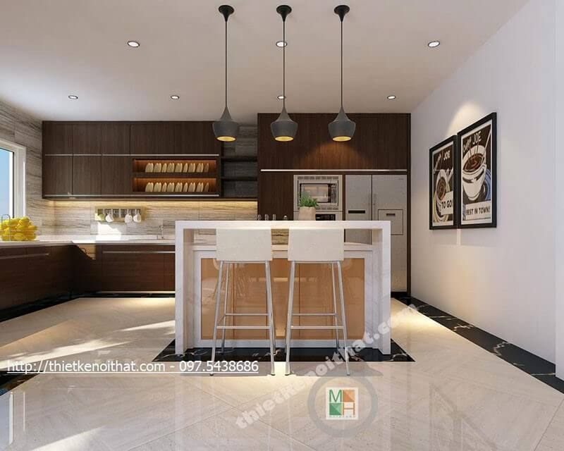 Tạo ra một phòng bếp đẹp với nội thất gỗ công nghiệp hiện đại và sang trọng.